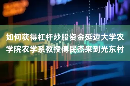 如何获得杠杆炒股资金延边大学农学院农学系教授傅民杰来到光东村