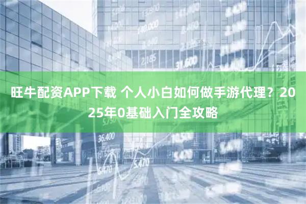 旺牛配资APP下载 个人小白如何做手游代理？2025年0基础入门全攻略