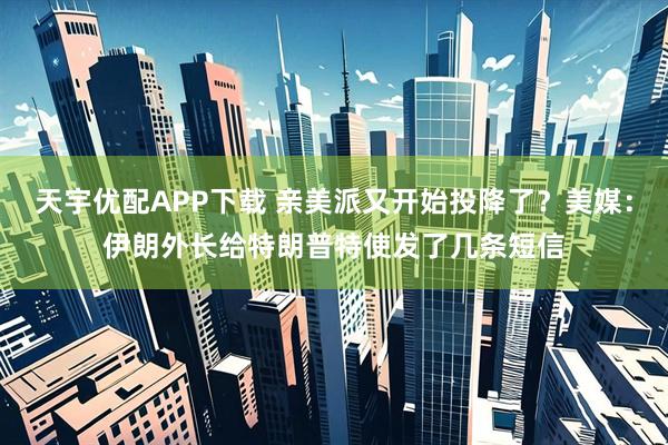 天宇优配APP下载 亲美派又开始投降了？美媒：伊朗外长给特朗普特使发了几条短信